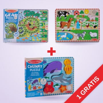 AKCIJA: Melissa & Doug drvene puzzle s efektima 2 + 1 GRATIS
