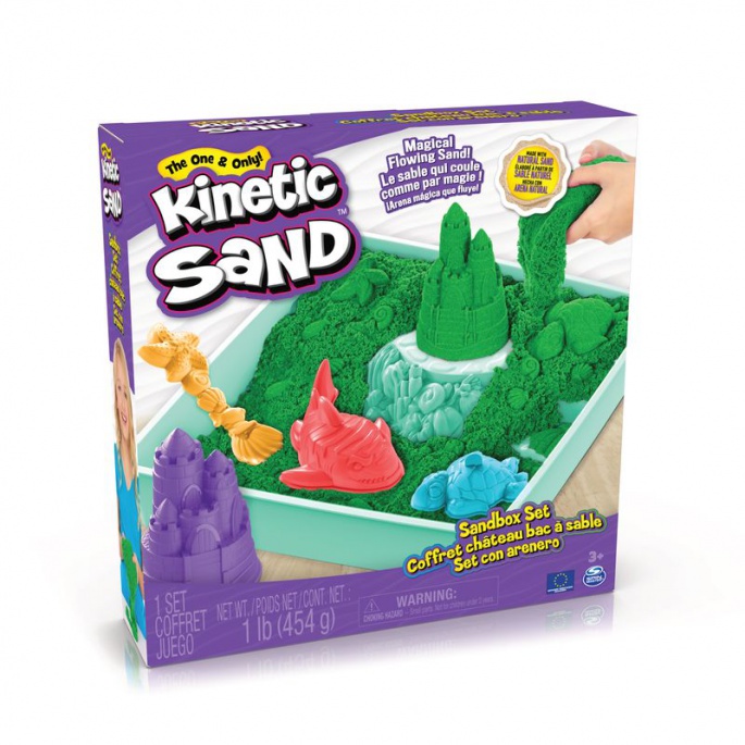 Kinetic Sand kutija s tekućim pijeskom i zelenom podlogom