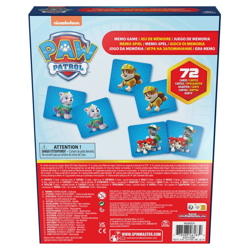 Spin Master Games Paw Patrol pexeso 72 karte