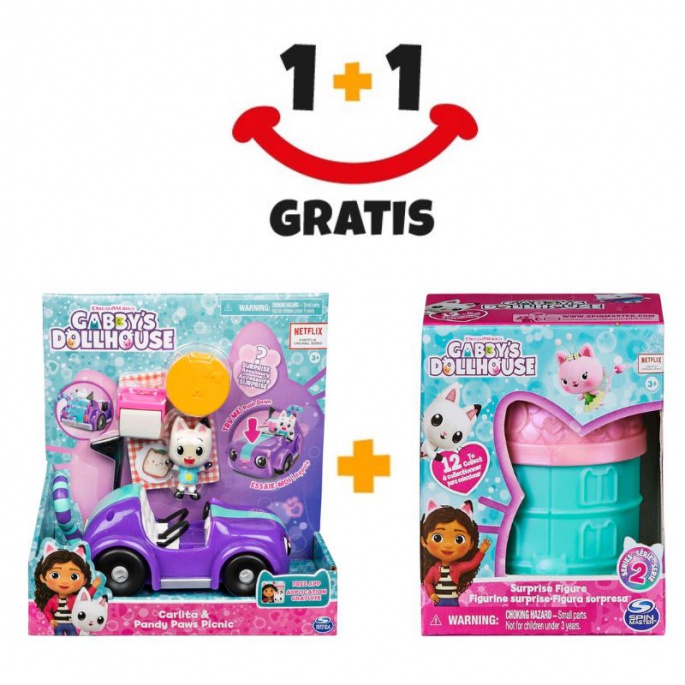 Akce 1+1 Gábinin kouzelný domek vozidlo s figurkou + mini figurka v domečku ZDARMA