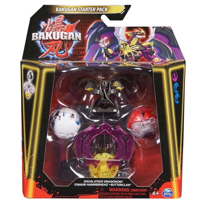 Bakugan startovací sada speciální útok S6 Dragonoid, Titanium Hammerhead, Butterclaw