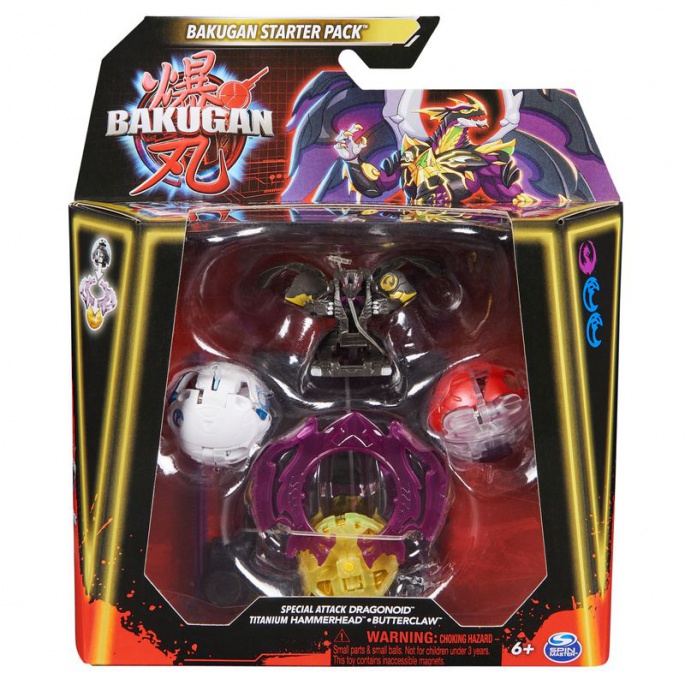 Bakugan startovací sada speciální útok S6 Dragonoid, Titanium Hammerhead, Butterclaw