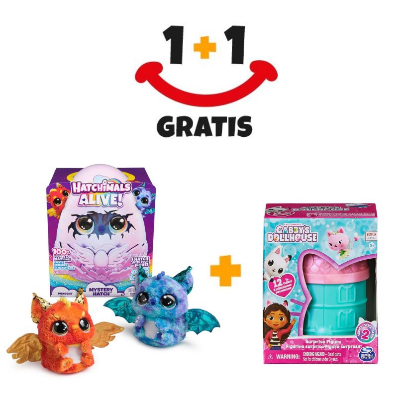 Akce 1+1: Hatchimals líhnoucí se interaktivní dráček + figurka Gábi v domečku ZDARMA