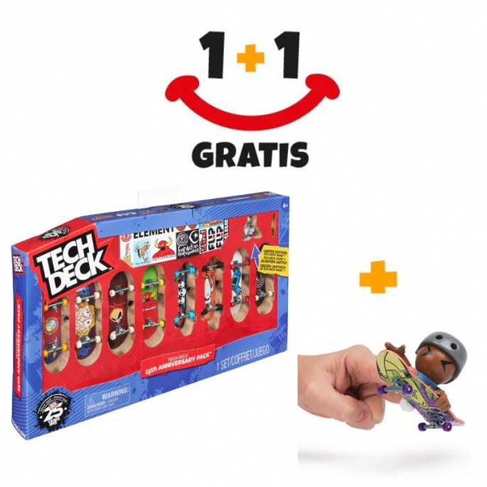 Akce 1+1 Tech Deck 8 balení k 25. výročí TechDeck + SK8 Crew fingerboard s figurkou ZDARMA