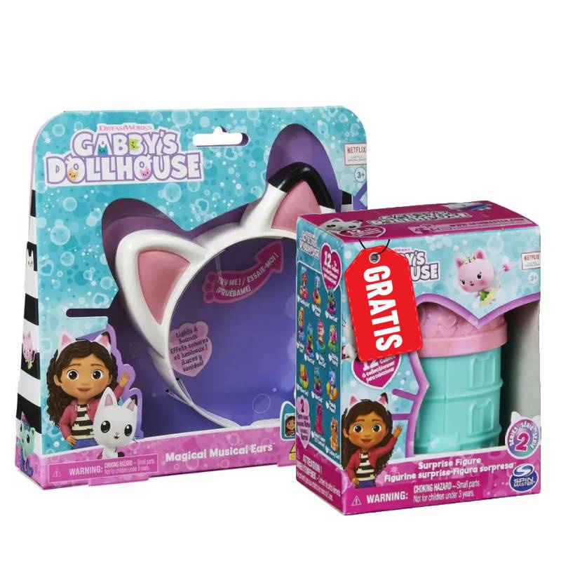 Akce 1+1 Gábinin kouzelný domek hrající kočičí ouška + mini figurka v domečku ZDARMA