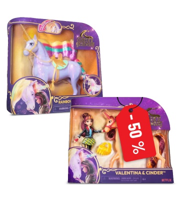 Unicorn Academy svetlobni enorožec Wildstar 28cm + Valentina in Cinder 11cm za pol ceno