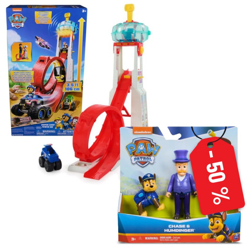 Výhodný balíček: Tlapková Patrola velká věž Rescue Wheels a starosta Humdinger za polovinu