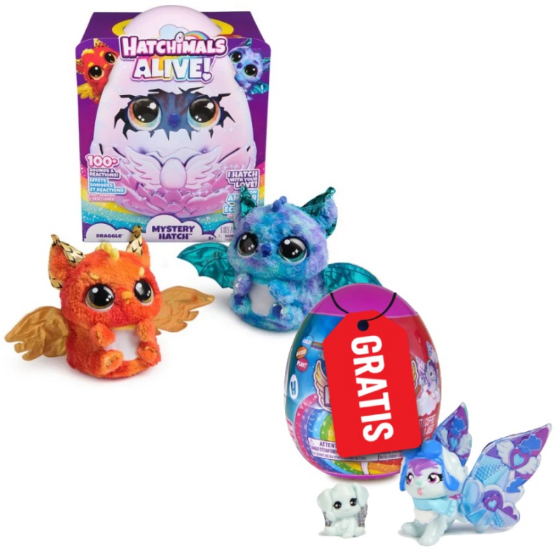 AKCE 1+1: Hatchimals líhnoucí se zvířátko dráček + sourozenci ve vajíčku s doplňky ZDARMA