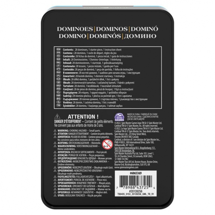 Spin Master Games domino i plåtburk