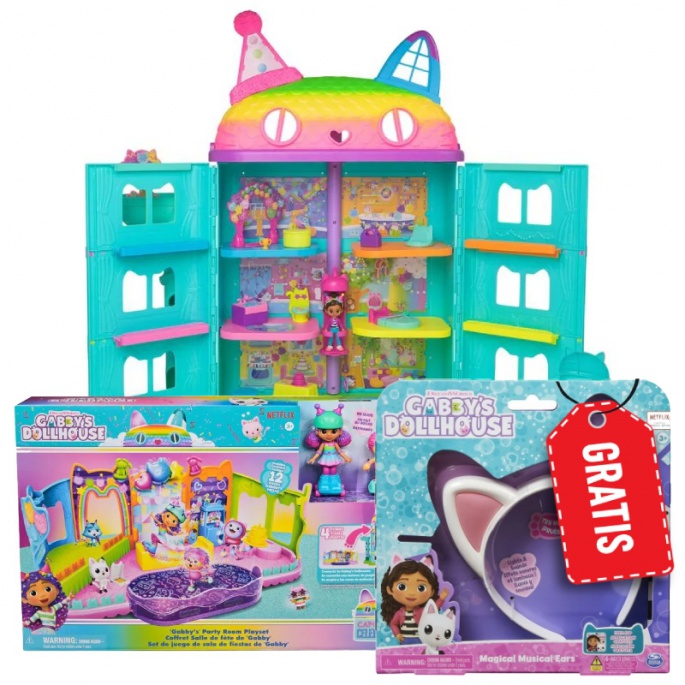 Velký Gábinin kouzelný dům oslava + set kolečkové brusle + hrající kočičí ouška ZDARMA