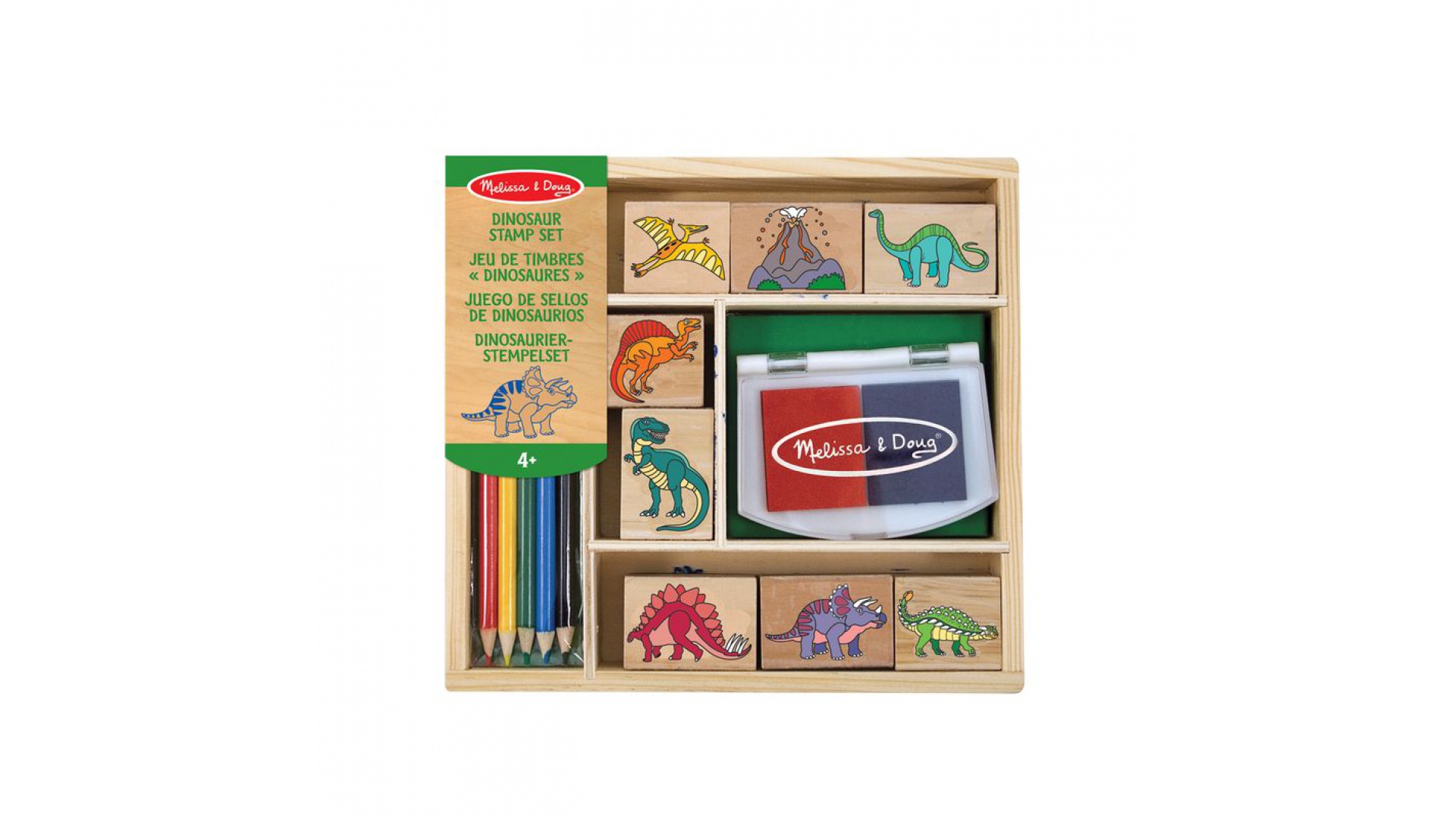 Levně Melissa & Doug dřevěná razítka s omyvatelnými barvami Dinosauři