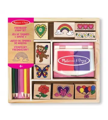 Melissa & Doug houten stempels met uitwasbare verf vrolijke vrienden