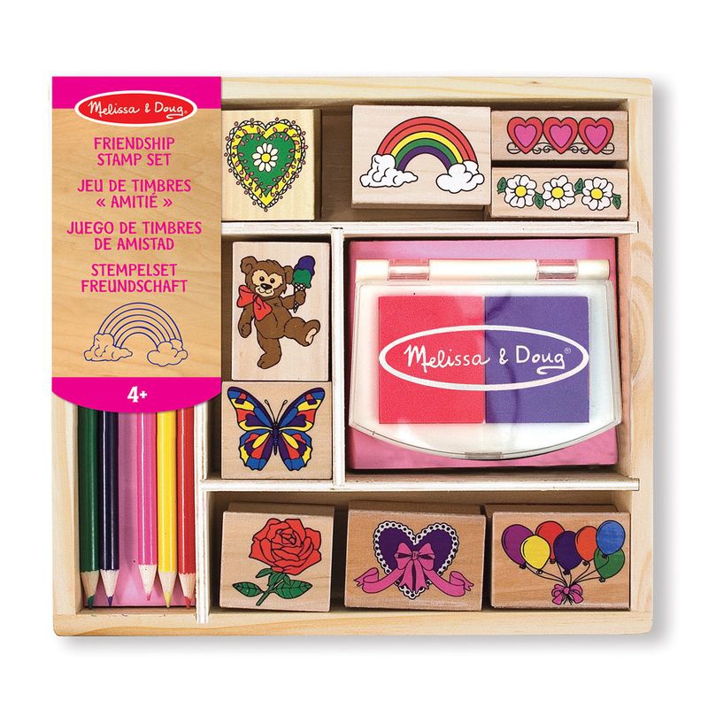 Melissa & Doug trästämplar med tvättbara färger glada vänner