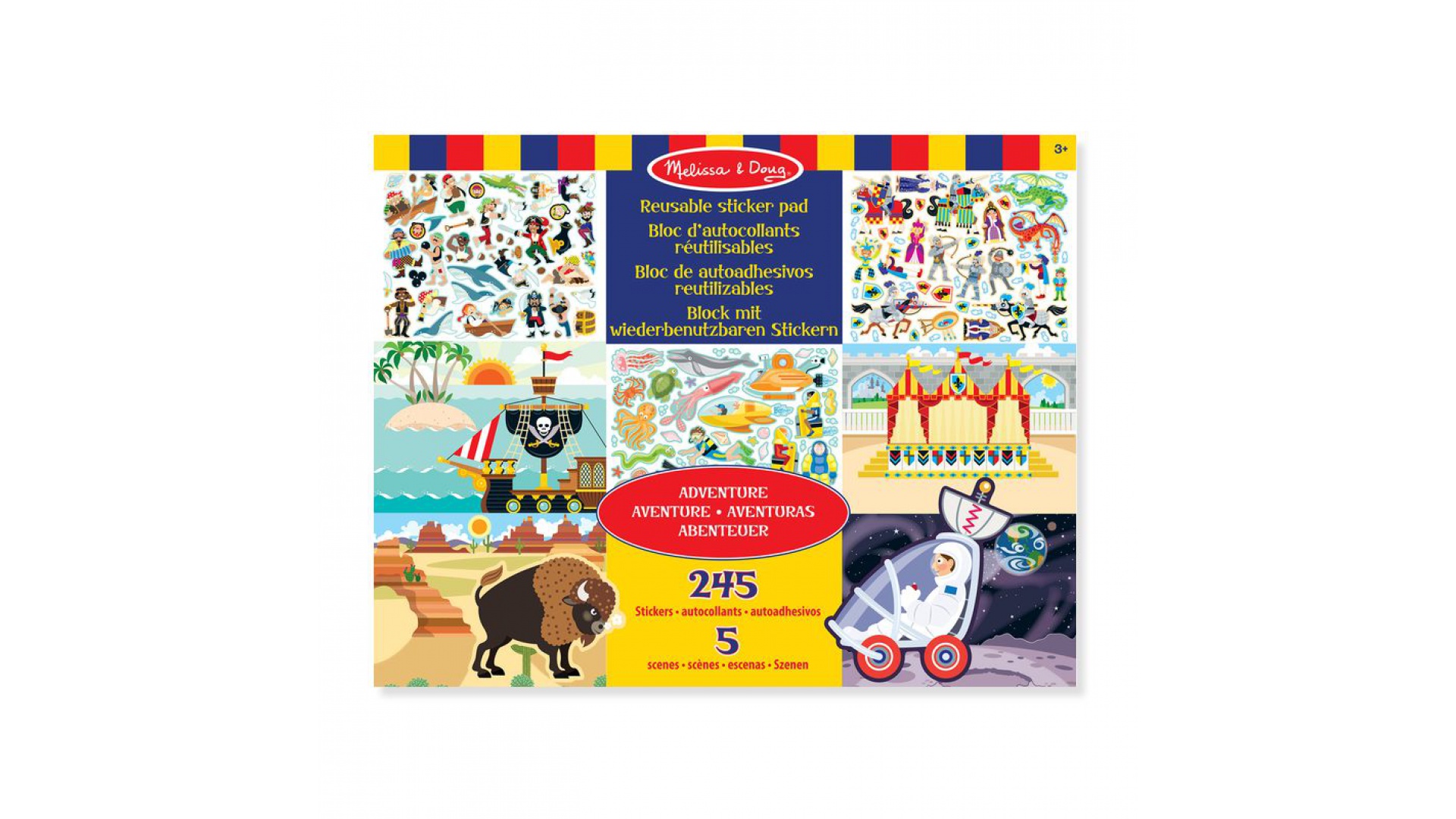 Levně Melissa & Doug samolepky opakovaně použitelné s podložkou - dobrodružství