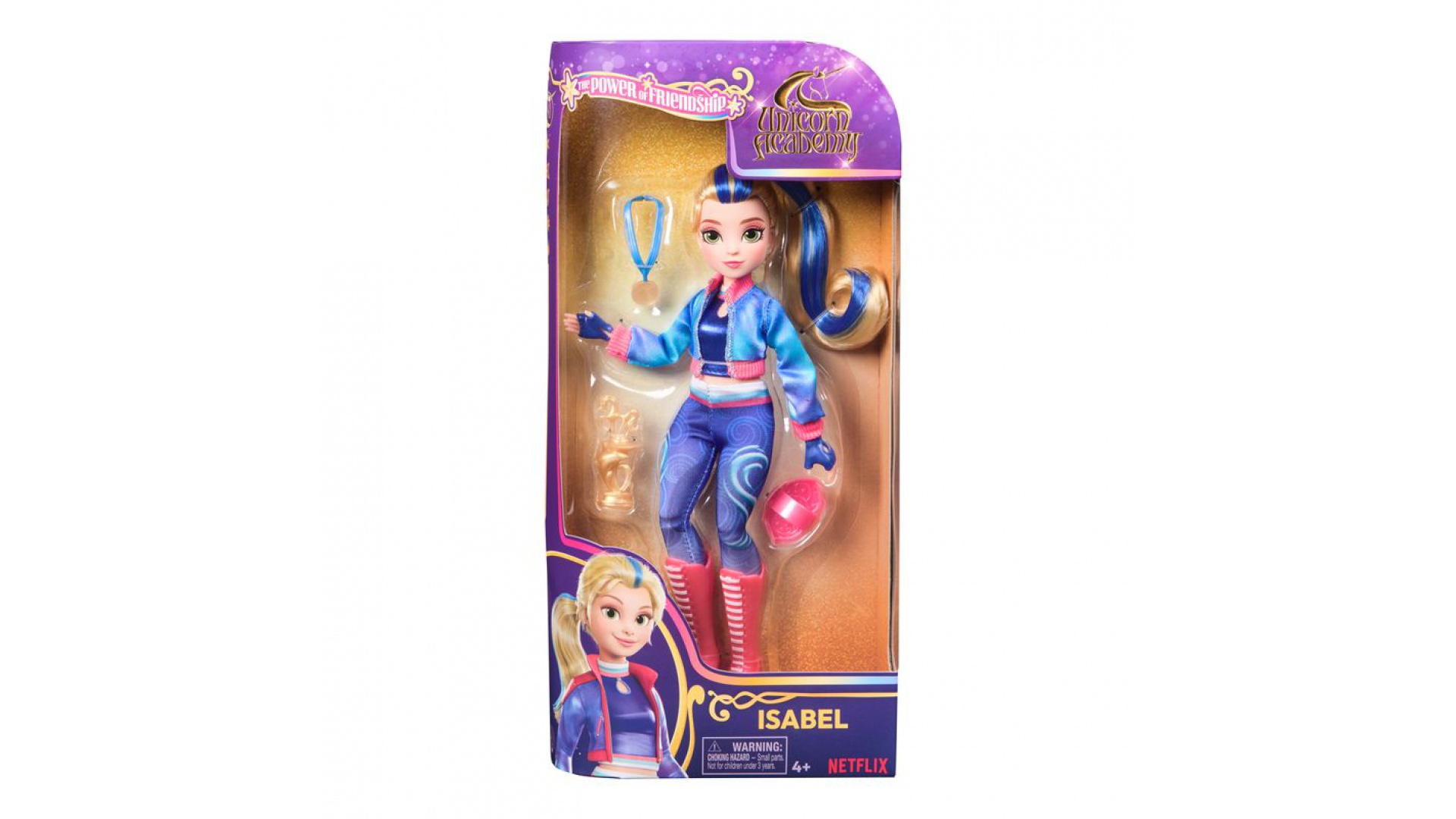 Akadémia jednorožcov bábika Isabel s pohárom a medailou 24 cm