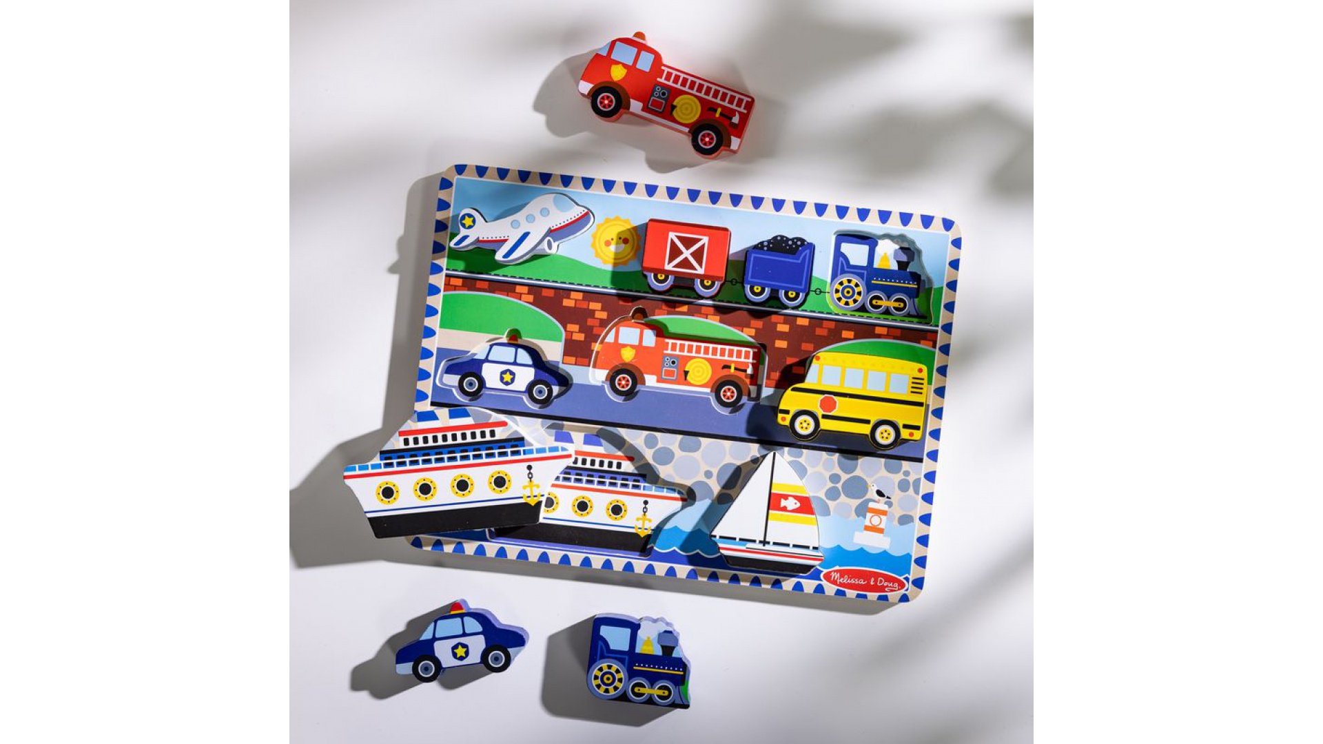 Melissa & Doug drevené puzzle dopravné prostriedky