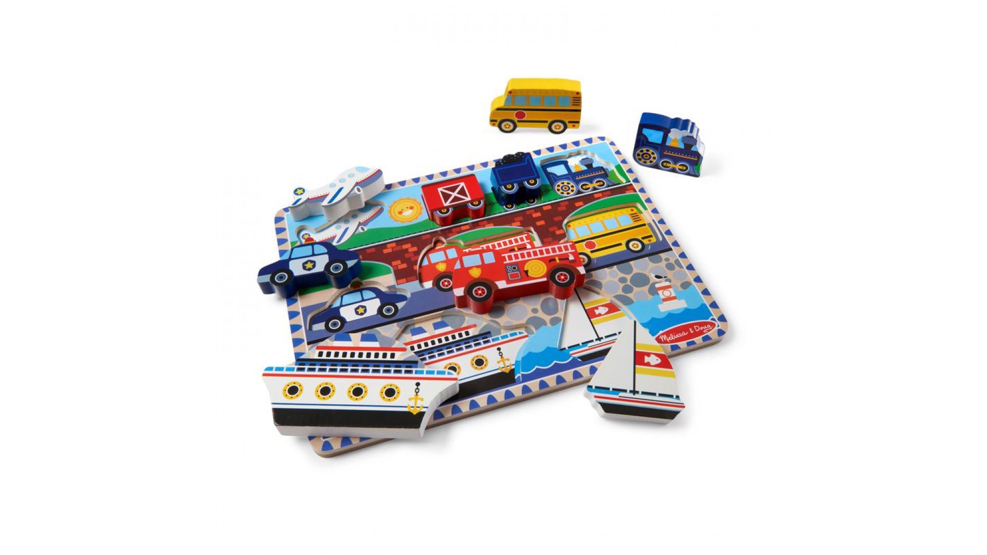 Melissa & Doug drevené puzzle dopravné prostriedky