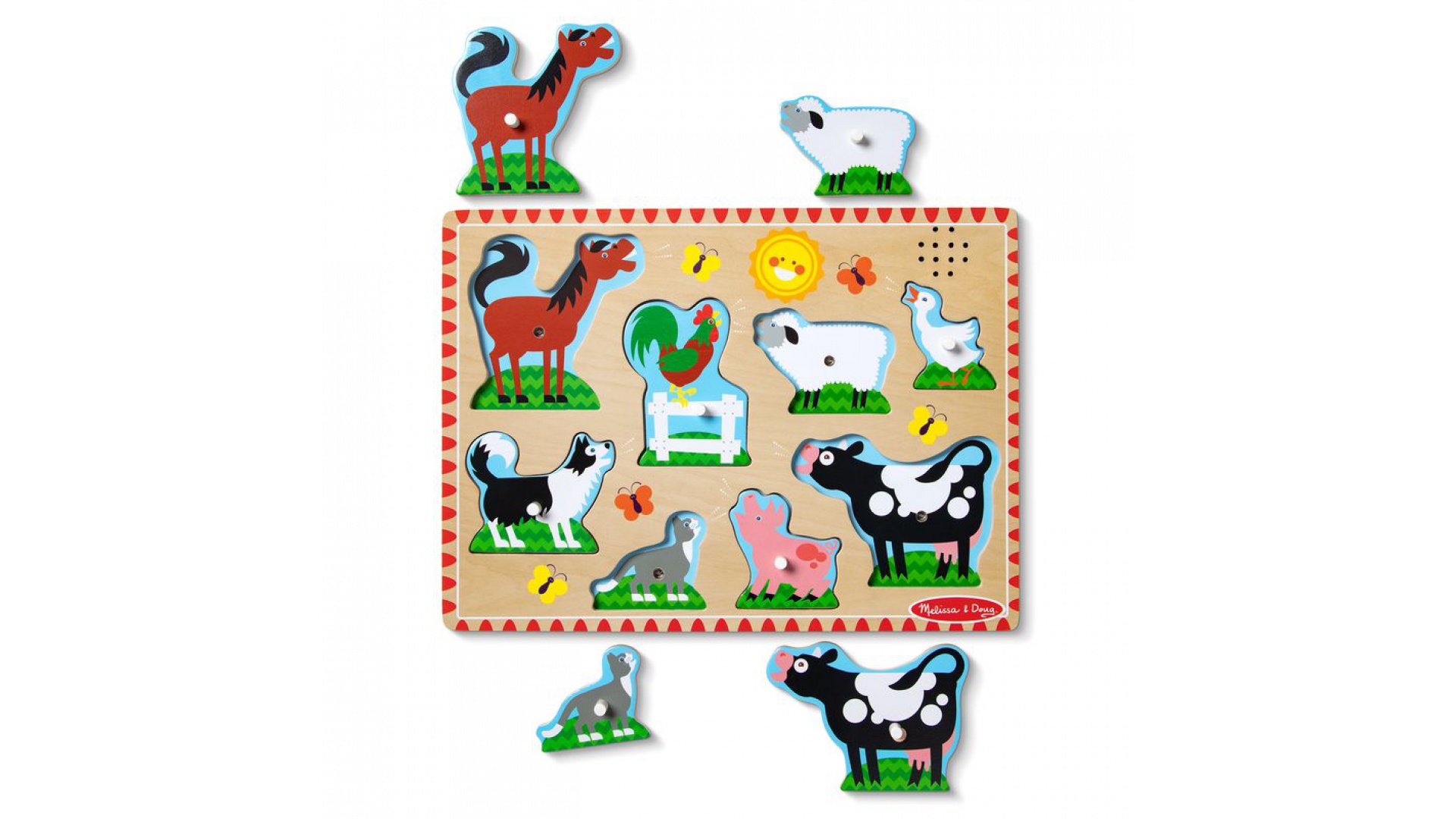 Melissa & Doug drevené puzzle so zvukovými efektmi zvieratká na farme