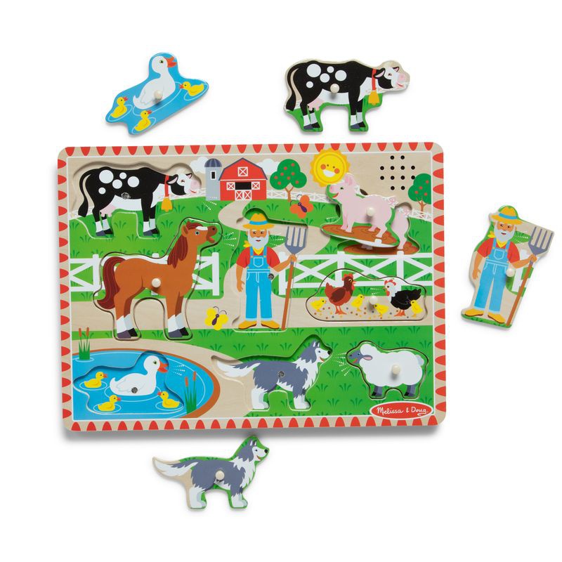 Melissa & Doug träpussel med ljudeffekter Old MacDonald Farm