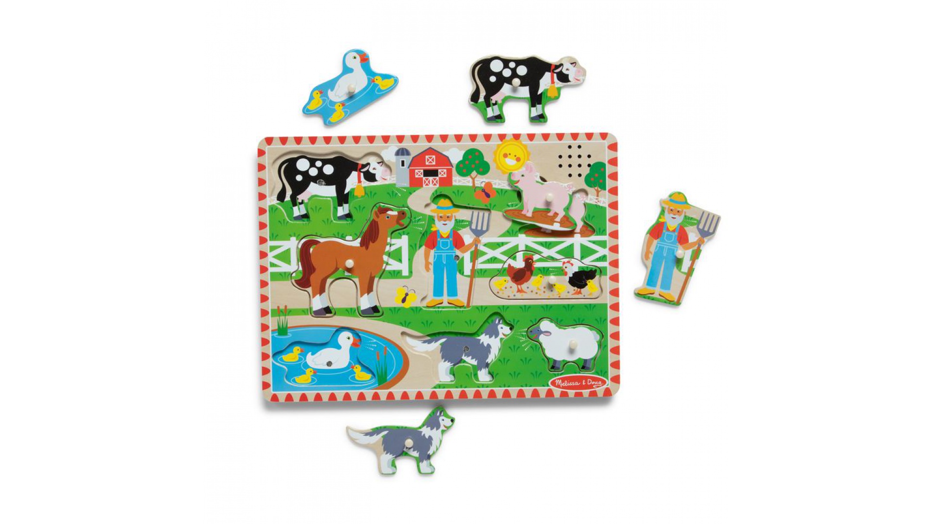 Melissa & Doug drevené puzzle so zvukovými efektmi Old MacDonald Farm