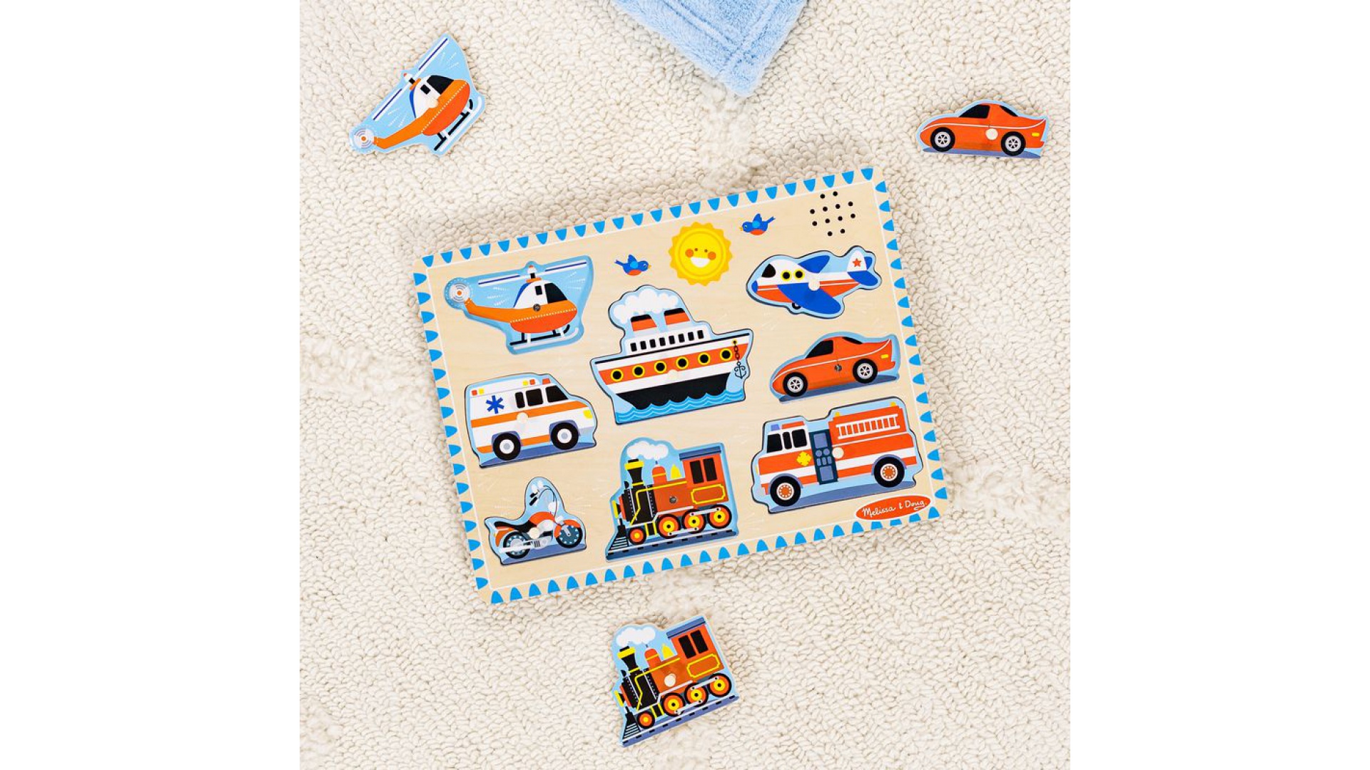 Melissa & Doug drevené puzzle so zvukovými efektmi dopravné prostriedky