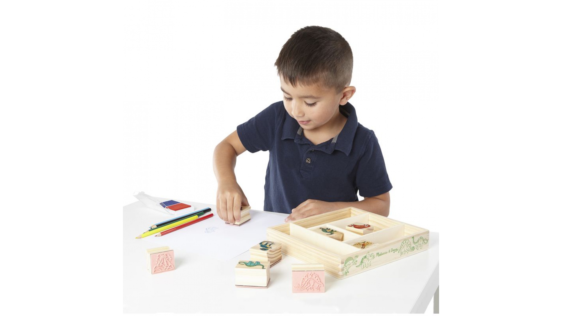 Melissa & Doug drevené pečiatky s umývateľnými farbami Dinosaury