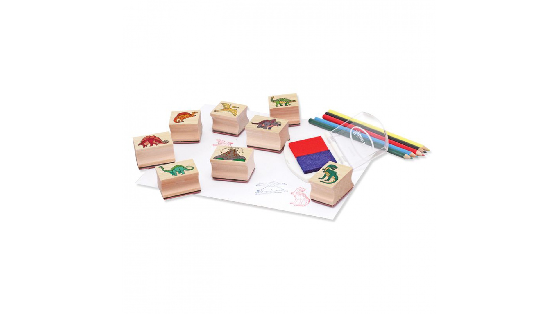 Melissa & Doug drevené pečiatky s umývateľnými farbami Dinosaury