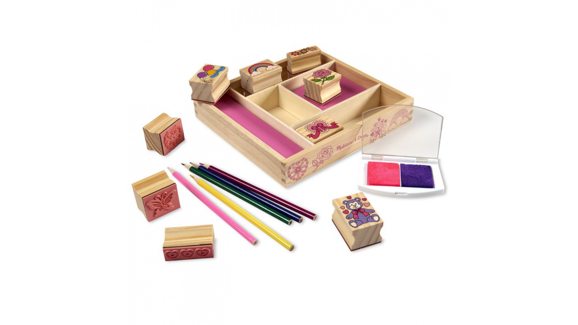 Melissa & Doug drevené pečiatky s umývateľnými farbami veselí priatelia