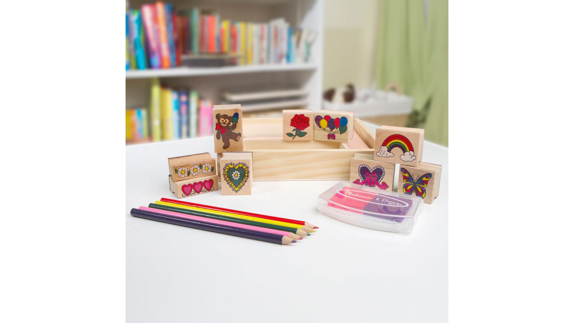 Melissa & Doug drevené pečiatky s umývateľnými farbami veselí priatelia