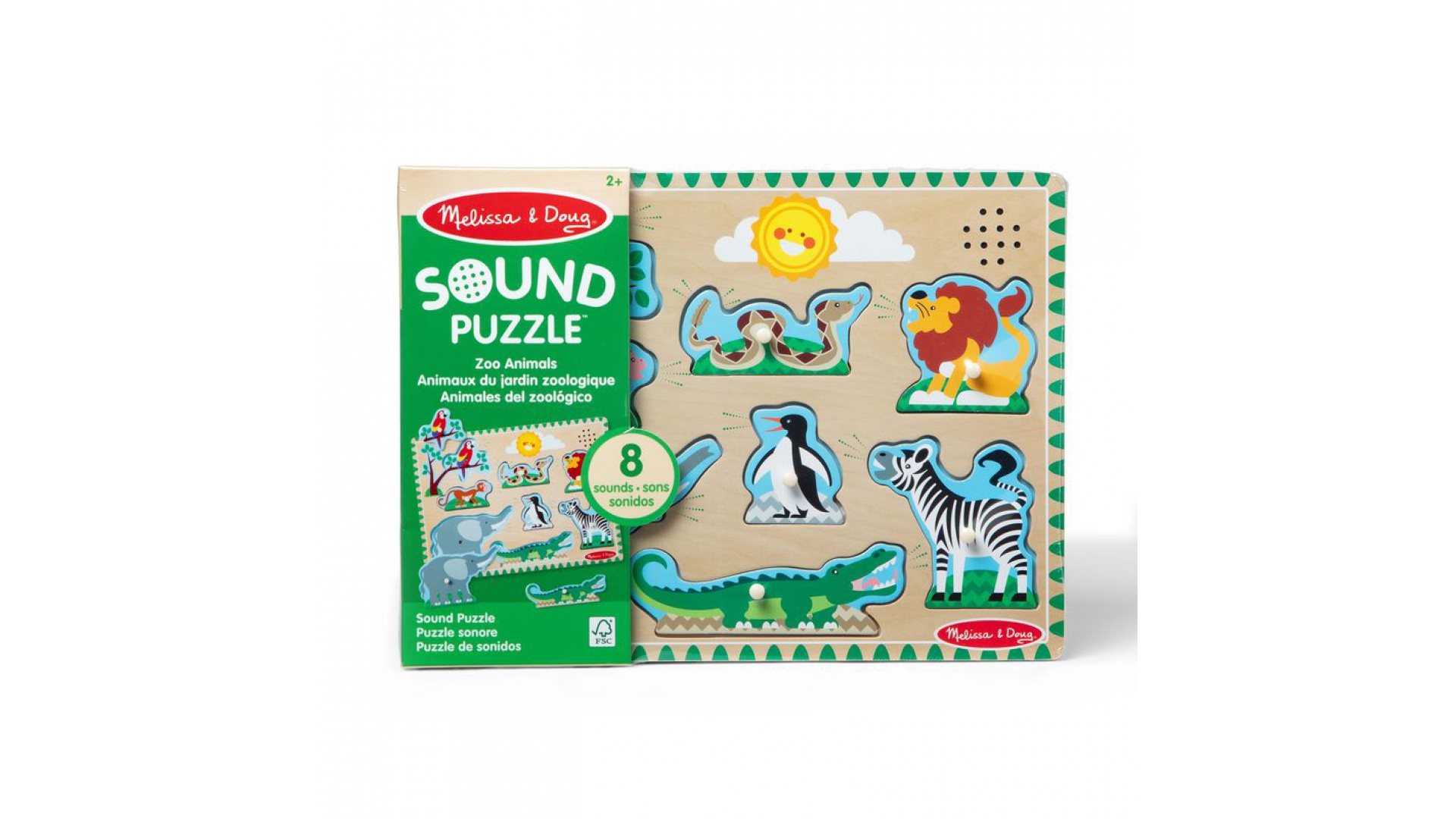 Levně Melissa & Doug dřevěné puzzle se zvukovými efekty zvířátka ze ZOO
