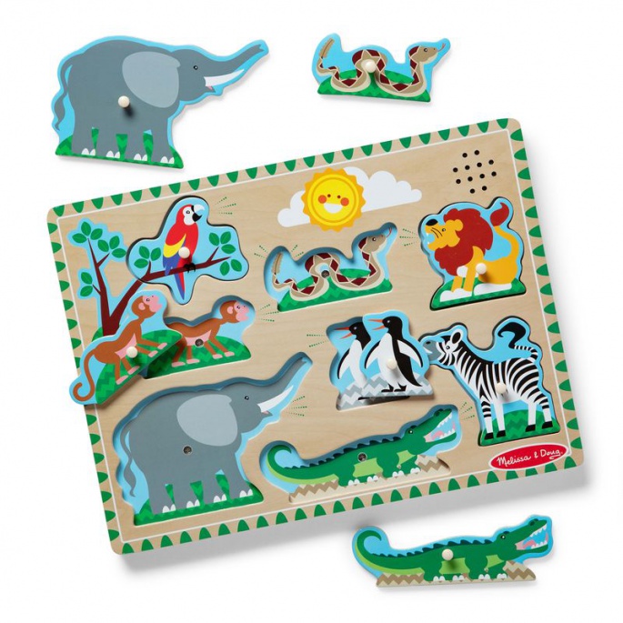 Melissa & Doug träpussel med ljudeffekter djur från ZOO