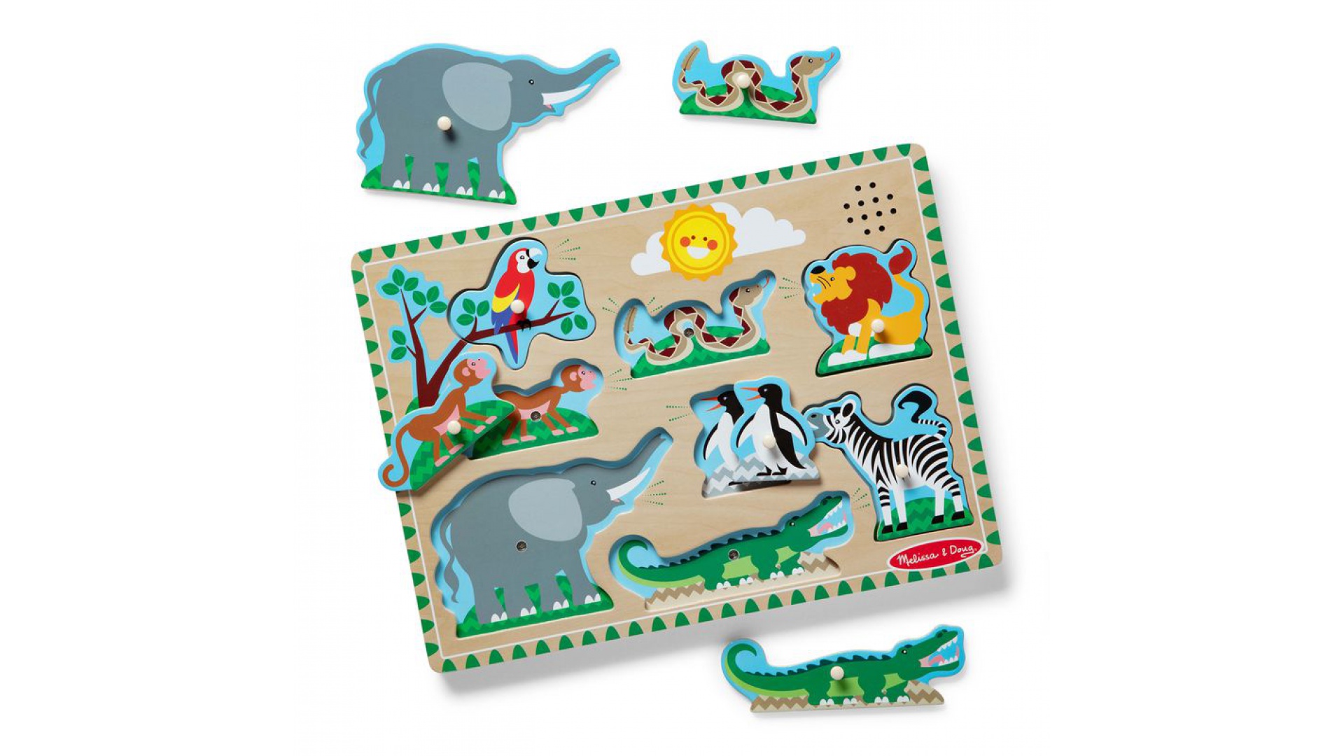 Melissa & Doug drevené puzzle so zvukovými efektmi zvieratá zo ZOO