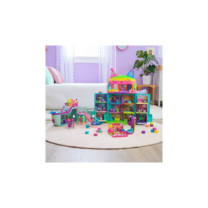 Prisvärt set: Gabby’s magiska dockhus stort hus fest + badrum till stort hus