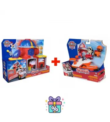 Set avantageux : Paw Patrol poste de pompiers Fire Rescue + véhicule Fire Rescue Zuma