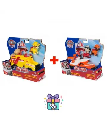 Set avantageux : Paw Patrol véhicule de sauvetage incendie Rubble + véhicule de sauvetage incendie Zuma