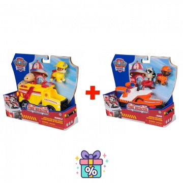 Prisvärt set: Paw Patrol Fire Rescue-fordon Rubble + Fire Rescue-fordon Zuma