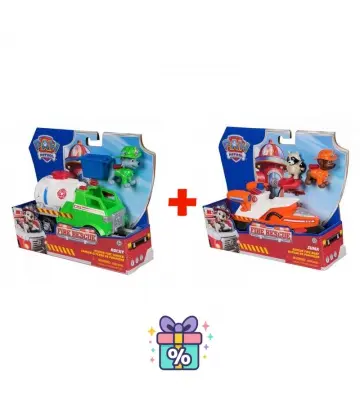 Set avantageux : Paw Patrol véhicule Fire Rescue Rocky + véhicule Fire Rescue Zuma