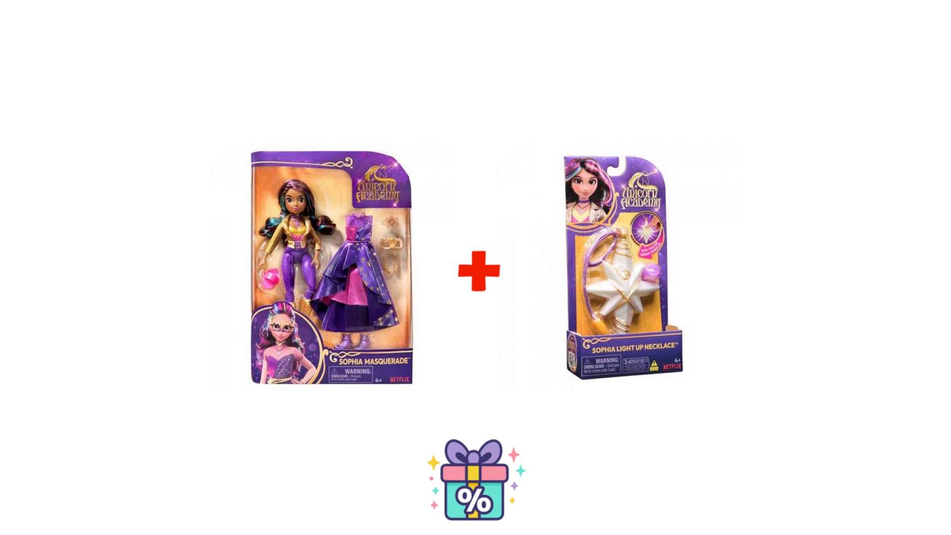 Levně Výhodný set: Jednorožčí akademie deluxe panenka Sophia 24 cm + náhrdelník s prstenem