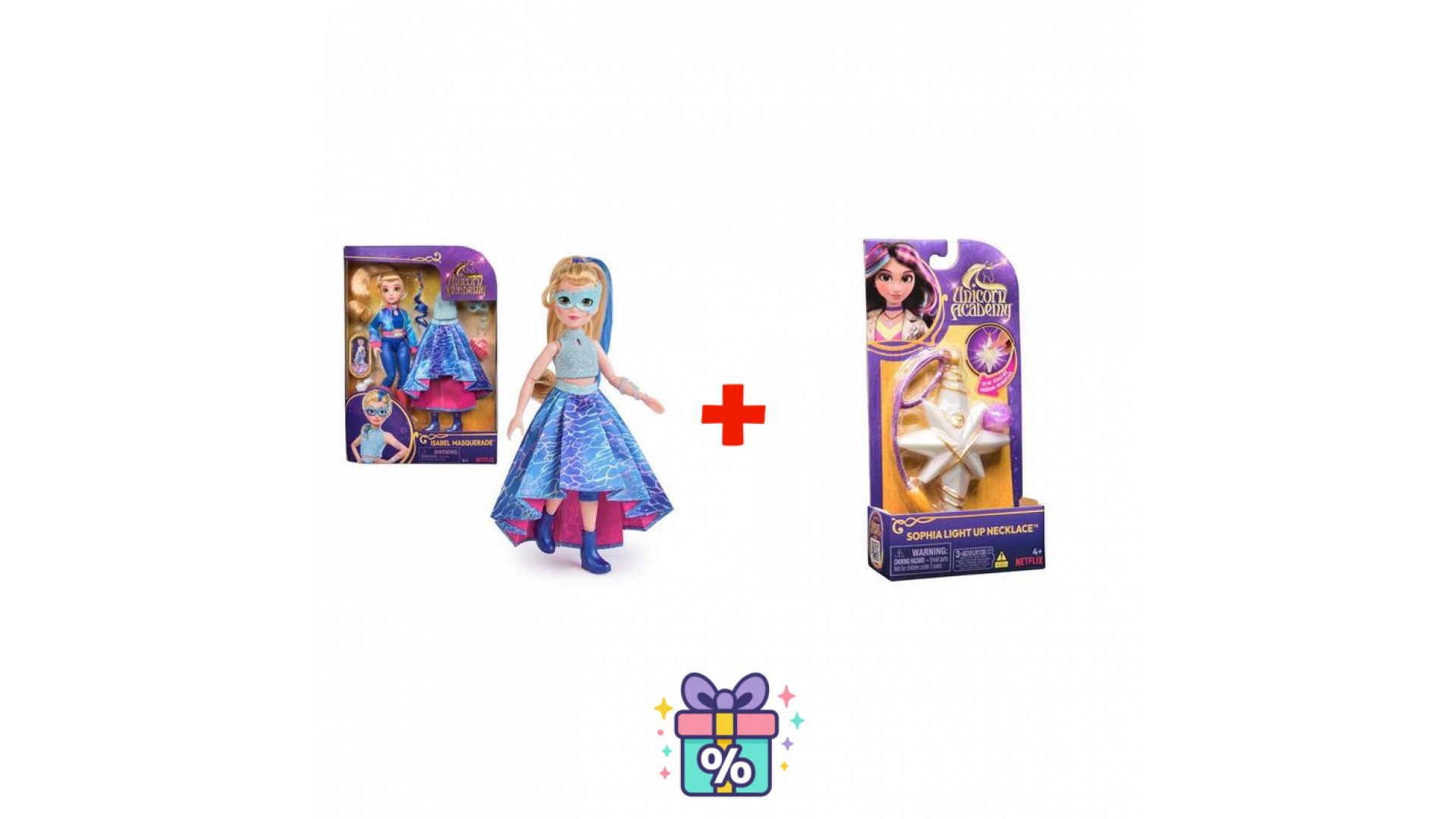 Levně Výhodný set: Jednorožčí akademie deluxe panenka Isabel 24 cm + náhrdelník s prstenem