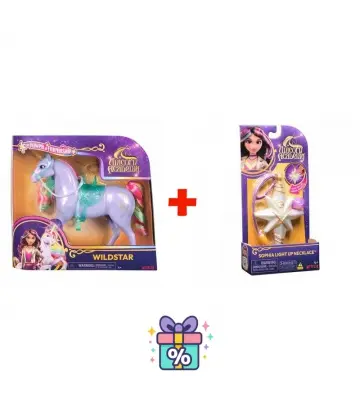Set avantajos: Academia Unicornilor unicorn de coafat Wildstar 24 cm + colier cu inel