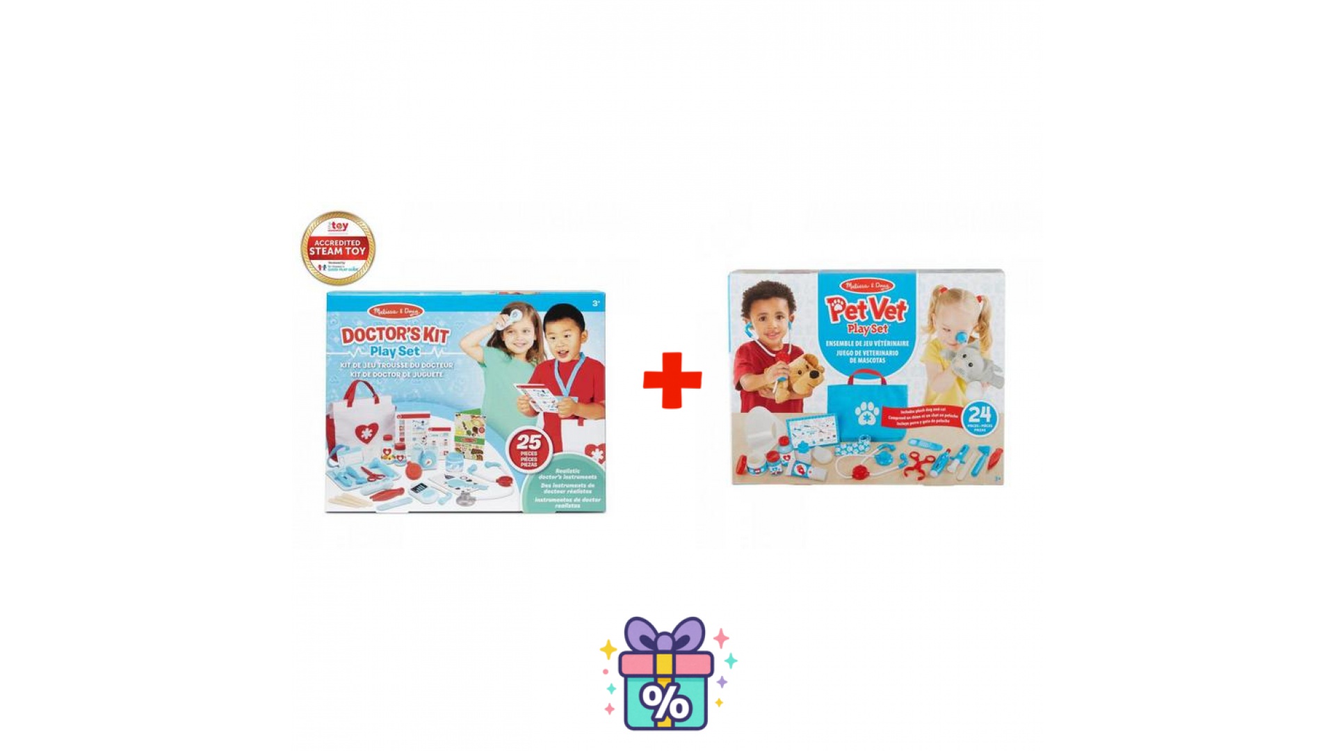 Výhodný set: Melissa & Doug hra na doktora + hra na veterináře
