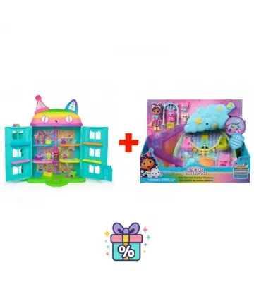 Ensemble avantageux : Gabby et la Maison Magique grande maison fête + set de jeu crèche