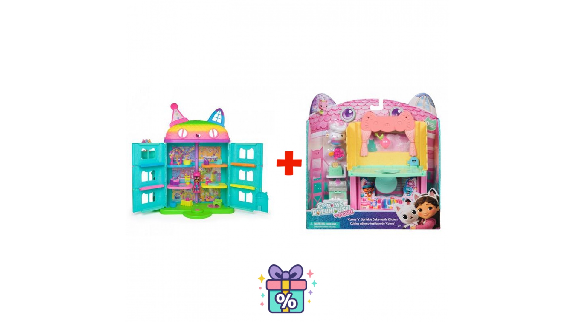 Levně Výhodný set: Gábinin kouzelný domek velký dům oslava + pokojíček k velkému domu kuchyňka