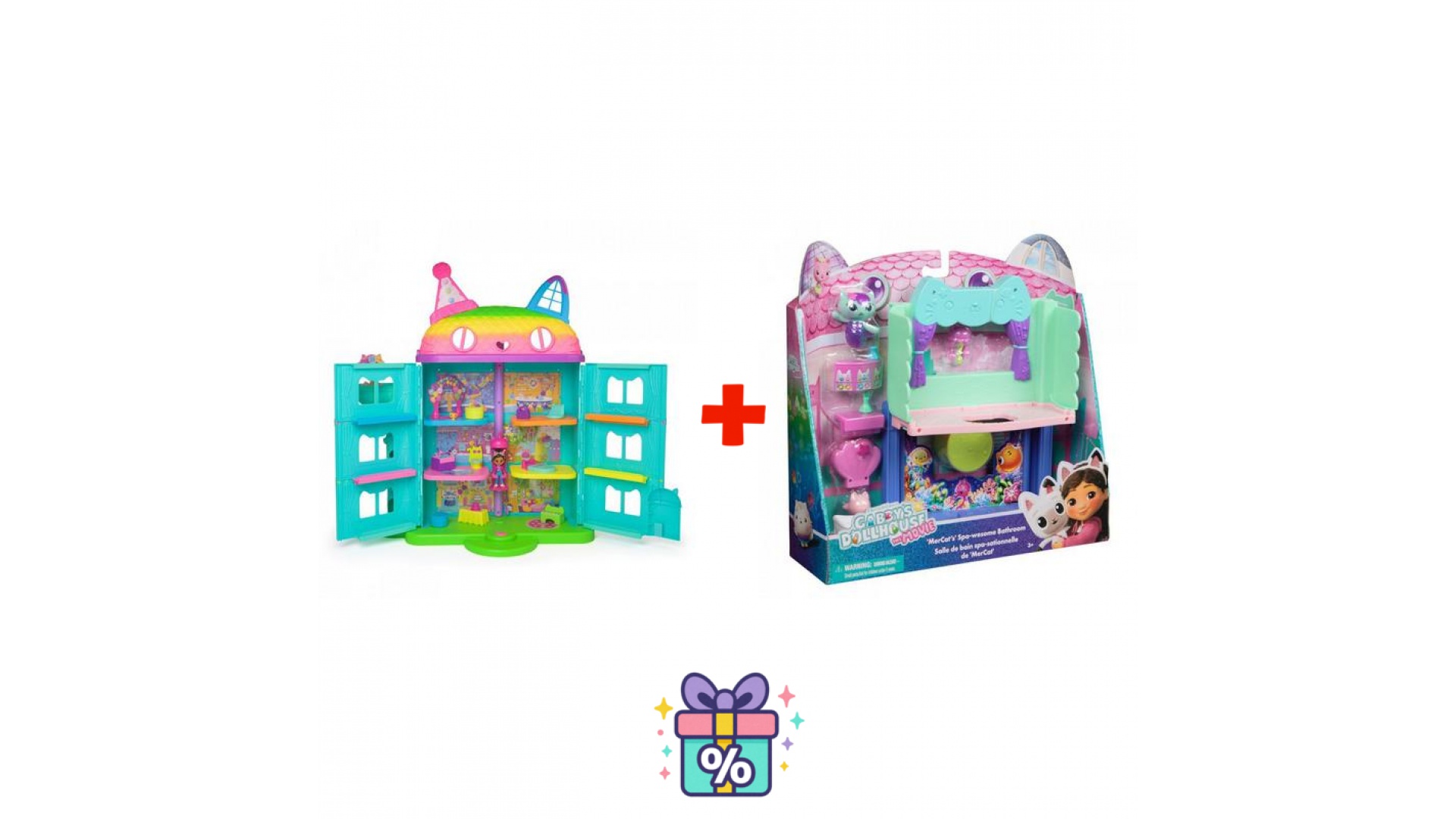 Levně Výhodný set: Gábinin kouzelný domek velký dům oslava + koupelna k velkému domu