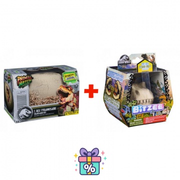Prisvärt set: Dino interaktiv T-rex som kläcks från ägg + Bitzee Jurassic World med dinosaurier
