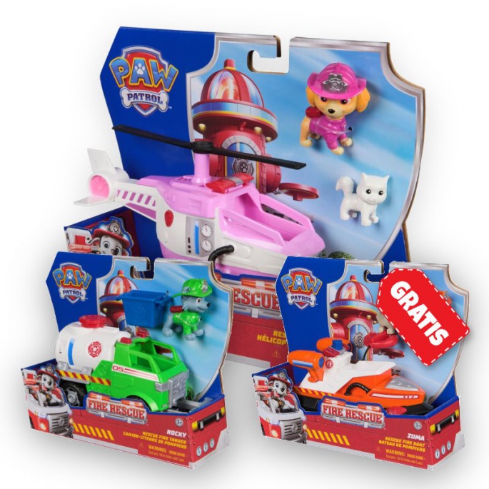 ERBJUDANDE: Paw Patrol Fire Rescue fordon Skye + Rocky + Zuma GRATIS