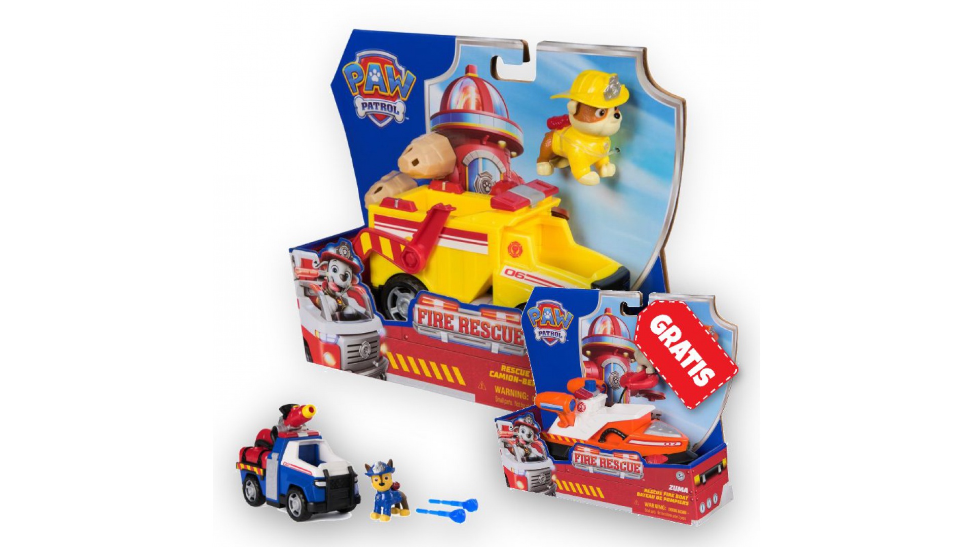 Levně AKCE: Tlapková patrola Fire Rescue vozidla Rubble + Chase + Zuma ZDARMA