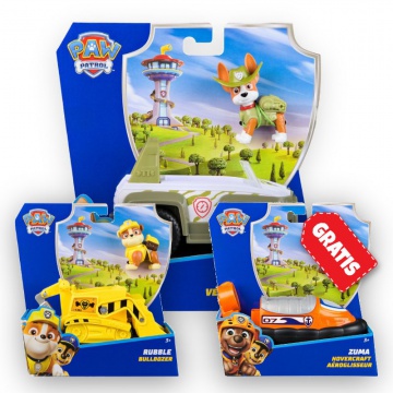 AKTION: Paw Patrol grundläggande fordon Tracker + Rubble + Zuma GRATIS