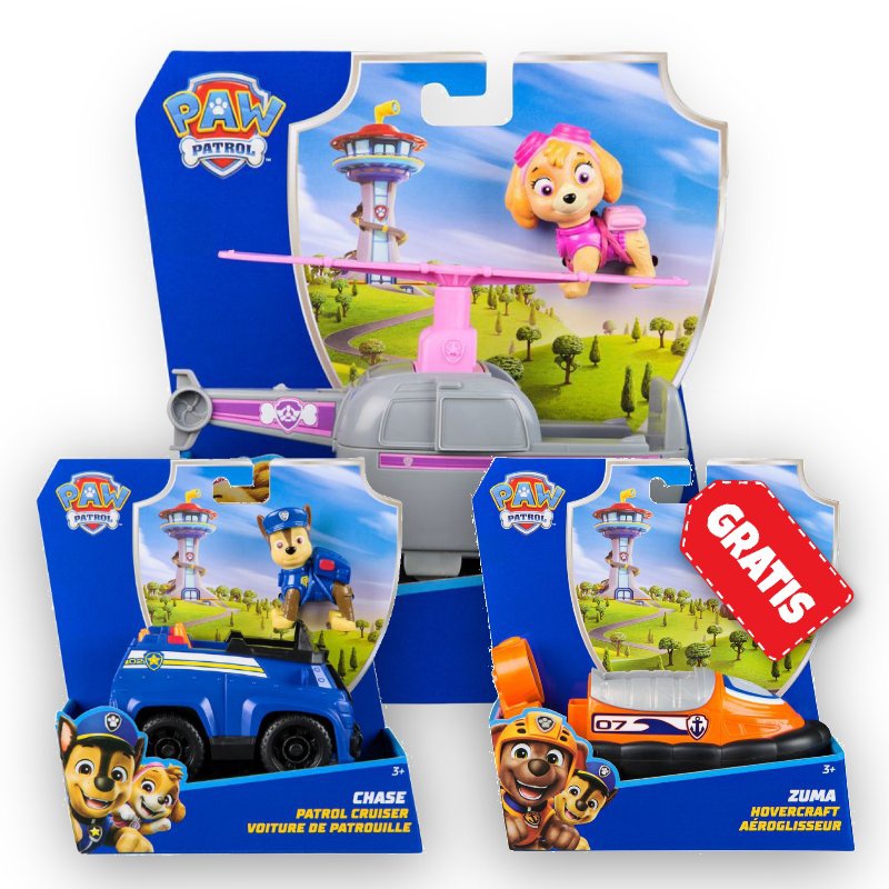 REA: Paw Patrol grundläggande fordon Skye + Chase + Zuma GRATIS