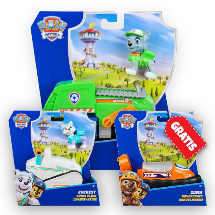 ERBJUDANDE: Paw Patrol grundfordon Rocky + Everest + Zuma GRATIS